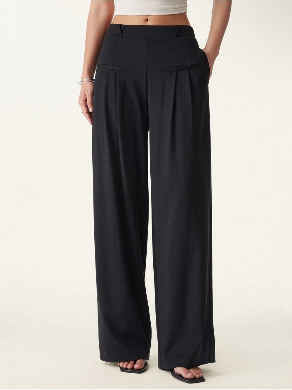 OGL Black Bamboo Palazzo Pants Medium Petite NWOT